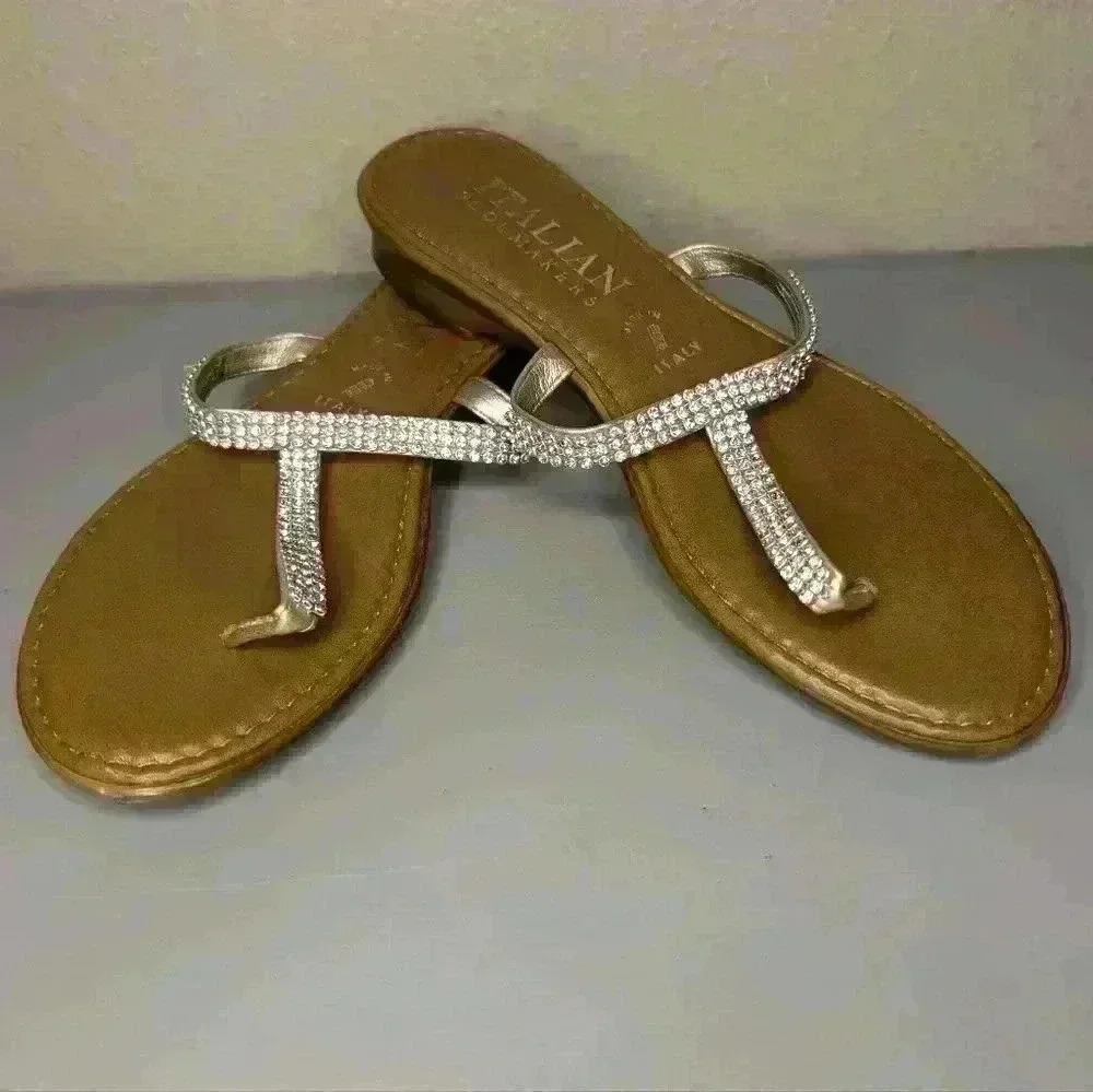 Italian Shoemaker Sandals with rhinestone size 6.5 - Picture 2 of 8